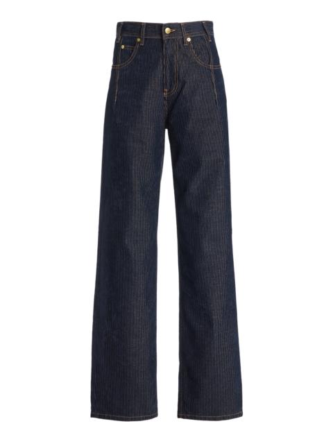 DARKPARK Lu Metallic-Corduroy Straight-Leg Jeans dark wash