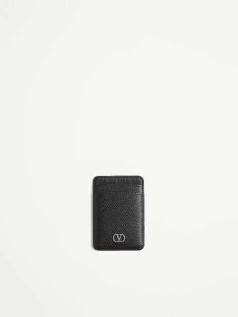 Valentino VALENTINO GARAVANI VLOGO SIGNATURE MAGNETIC CARDHOLDER IN GRAINY CALFSKIN