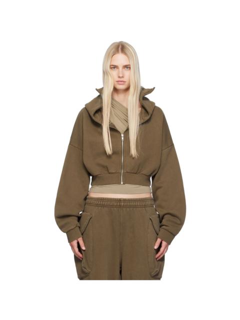 entire studios Brown Cropped Full Zip Hoodie