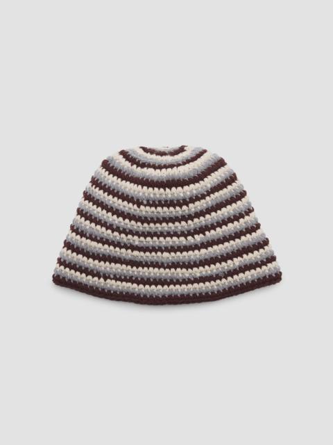rag & bone Women's Lou Striped Crochet-Knit Beanie Hat - Brown Multi