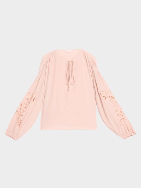 RAMY BROOK Zenaida Eyelet Tie Blouse
