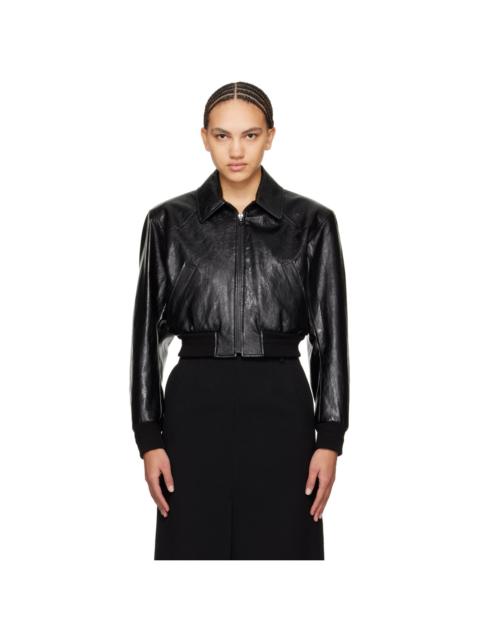 RECTO Black Lyon Faux-Leather Bomber Jacket