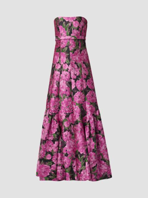 Shoshanna Women's Nia Floral Jacqaurd Strapless Gown - Magenta Multi