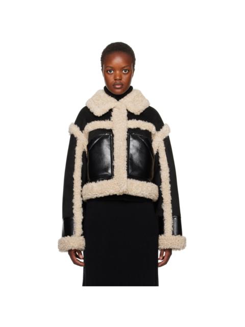STAND STUDIO Black & Off-White Edith Faux-Shearling Jacket