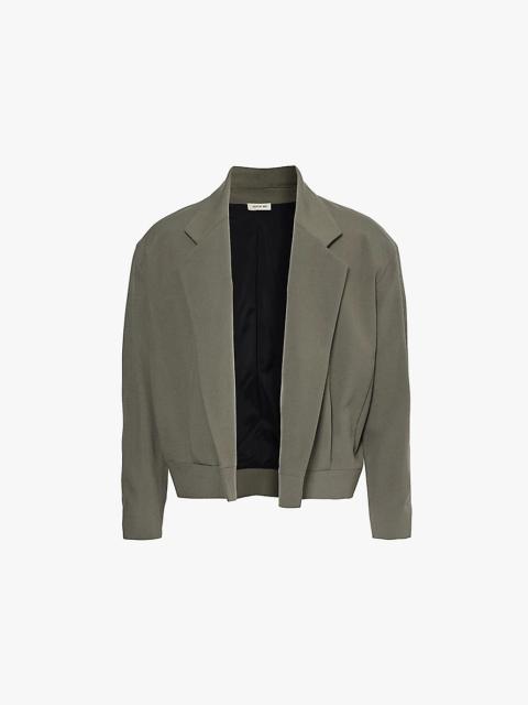 Notched-lapel pleat-front wool woven jacket