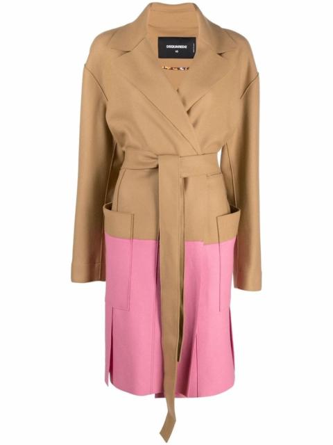 DSQUARED2 two-tone tie-fastening coat