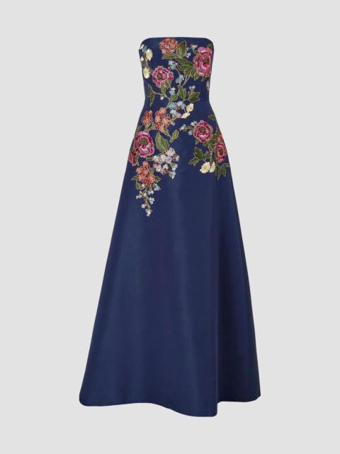 CAROLINA HERRERA Women's Sequined Silk Strapless A-Line Gown - Midnight