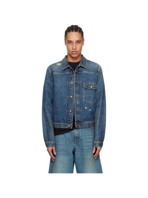 Palm Angels Blue Curved Logo Denim Jacket