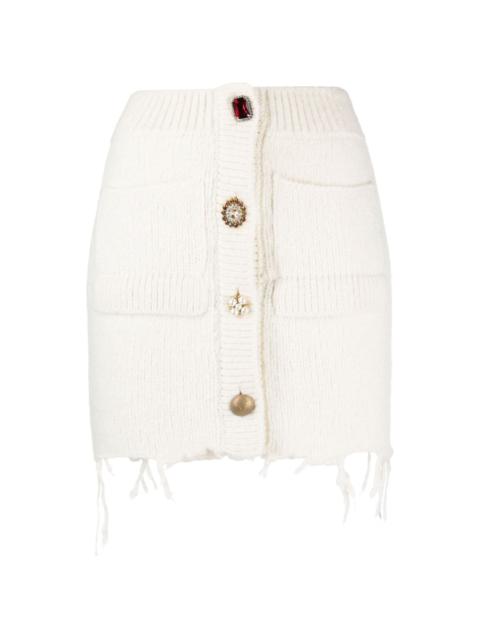 rhinestone-embellished knitted miniskirt