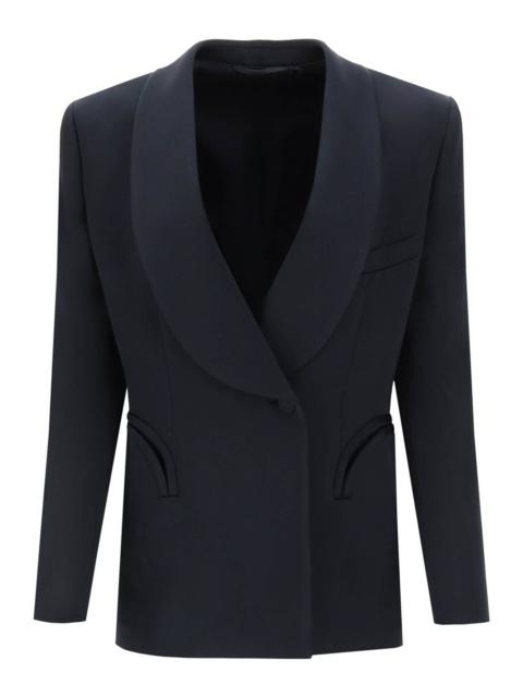 BLAZÉ MILANO 'HEART SMOKING NOVALIS' DOUBLE-BREASTED BLAZER IN CREPE SATIN