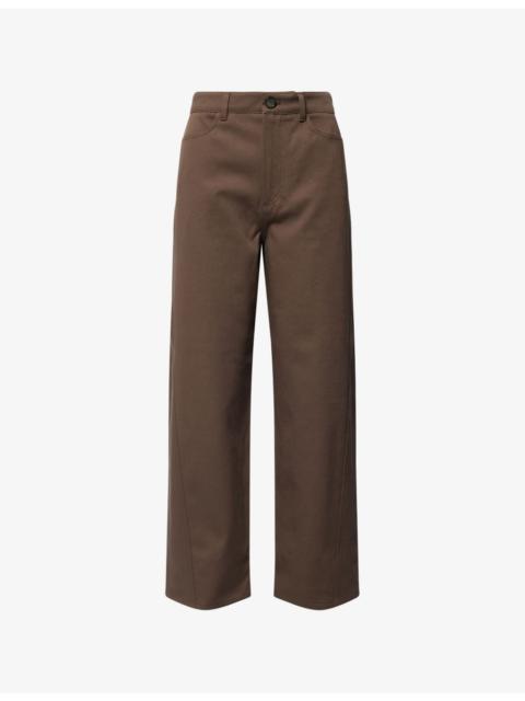 TOTEME Twisted-Seam Wide-Leg Cotton-Poplin Trousers