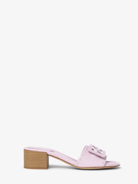 FENDI Baguette Lilac leather medium-heeled slides