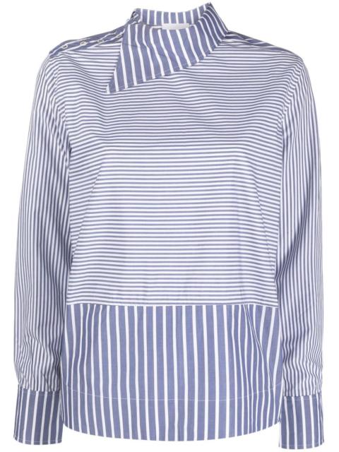GANNI asymmetric-collar striped shirt