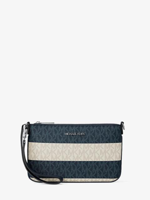 MICHAEL KORS Jet Set Travel Striped Signature Logo Convertible Wristlet