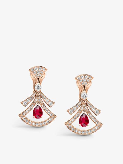 Diva's Dream 18ct rose-gold, 1.7ct teardrop ruby and 1.48ct brilliant-cut diamond earrings