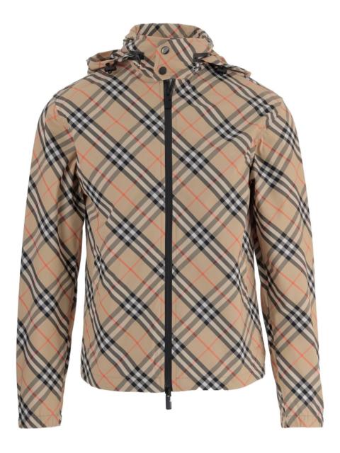 checked hooded jacket