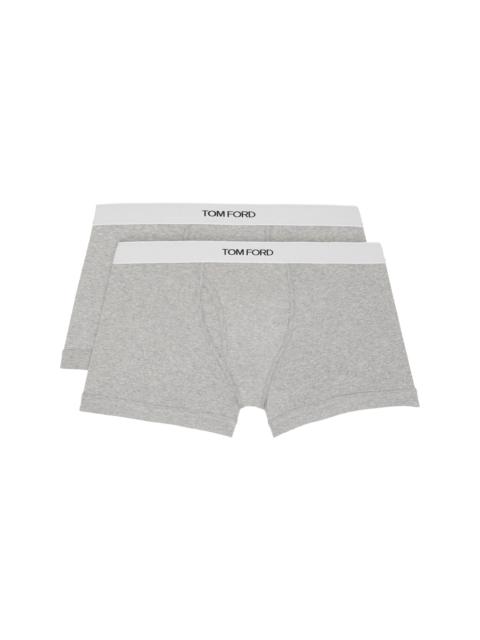 TOM FORD Two-Pack Gray Cotton Boxer Briefs