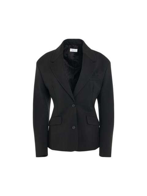 Off-White Wool Blend Round Jacket in Black