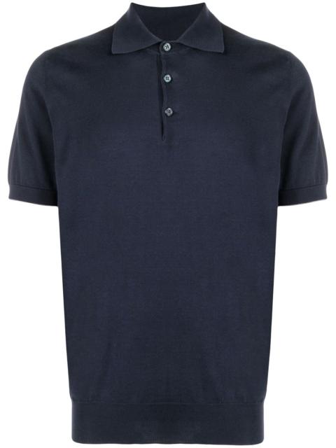 fine knit short-sleeved polo shirt