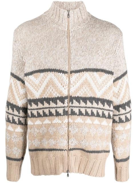 Brunello Cucinelli intarsia-knit cashmere zipped cardigan