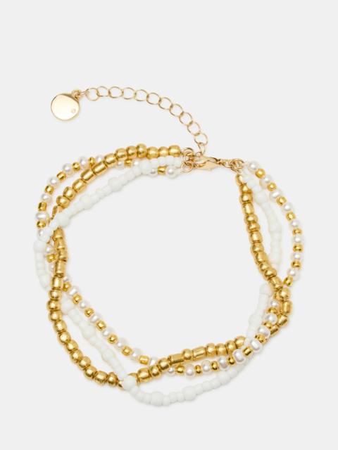 STEVE MADDEN MIXED BEAD ANKLET SET PEARL
