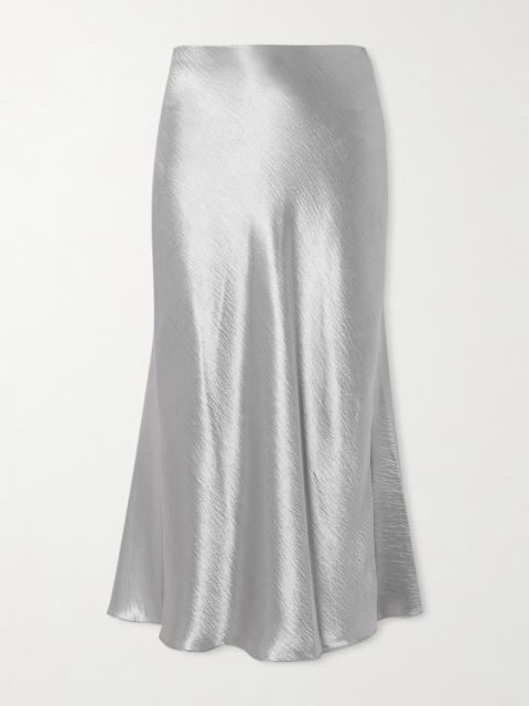 TORY BURCH Flared Crinkled Satin Midi Skirt