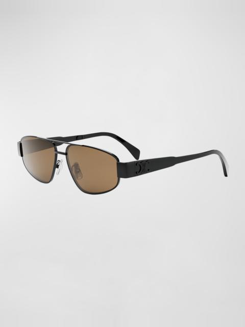 CELINE Men's Triomphe Pilot Metal Sunglasses