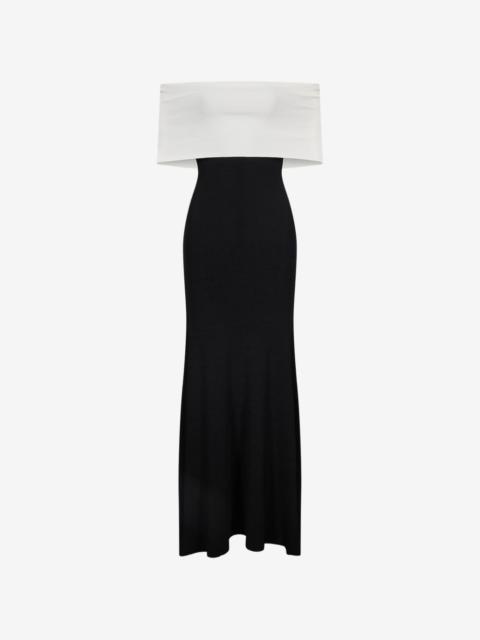 ROLAND MOURET off-shoulder colour-block maxi dress