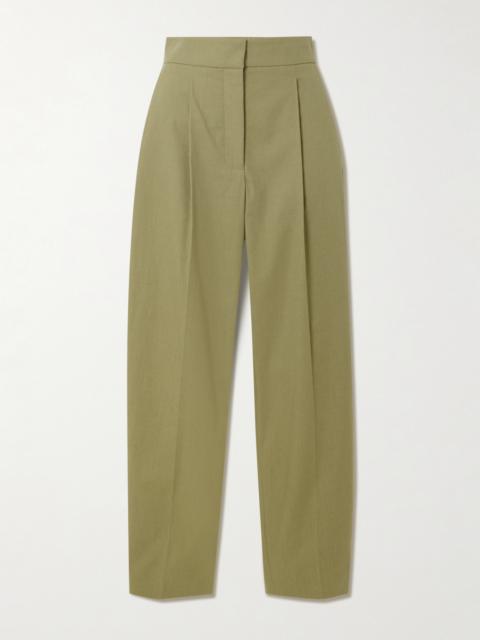 JOSEPH Paver Pleated Cotton Tapered Pants