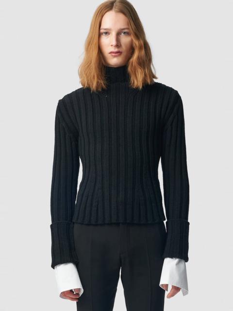 Ann Demeulemeester Warre Cropped Rib Darted High Neck Sweater