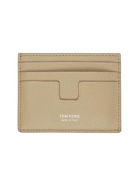 TOM FORD Beige Grain Leather Classic Card Holder