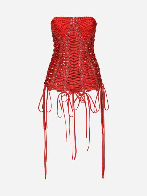 Dolce & Gabbana Satin corset-style belt with laces and eyelets