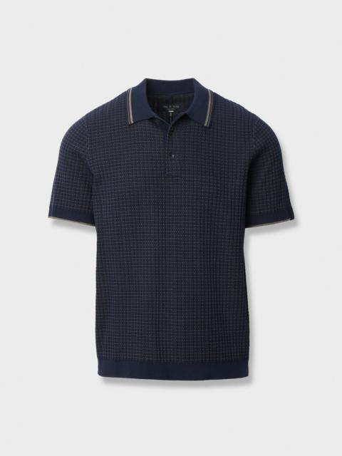 rag & bone Harvey Rib-Knit Polo Shirt
