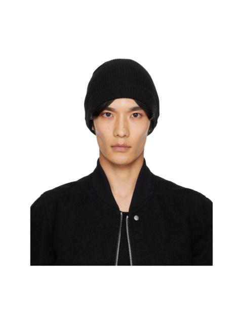 Rick Owens Black Concordians Ribbed Beanie