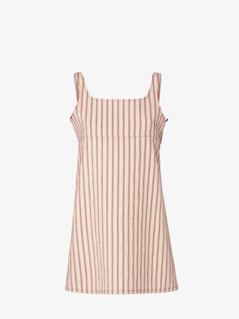 FENDI Dress Beige FF denim dress with red stripes