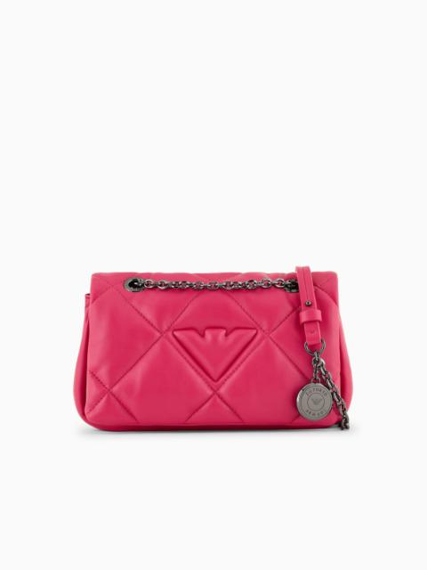 Quilted nappa leather-effect mini bag with flap