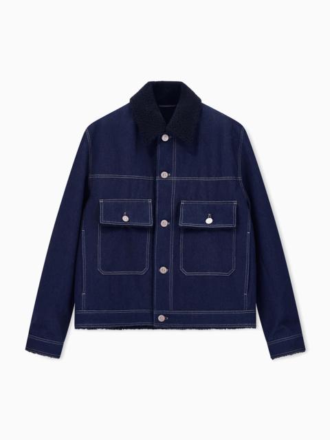 GIORGIO ARMANI BLOUSON JACKET REGULAR FIT WOOL-BLEND DENIM DRILL