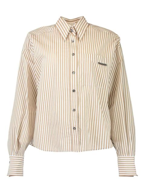 Brunello Cucinelli Techno Stripe flap-detail shirt