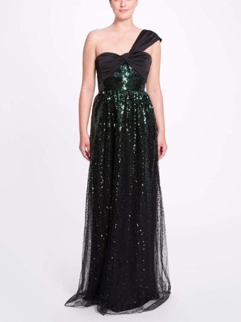 Marchesa ONE SHOULDER SEQUIN DEGRADE GOWN