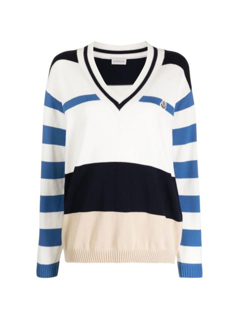 colour-block striped jumper