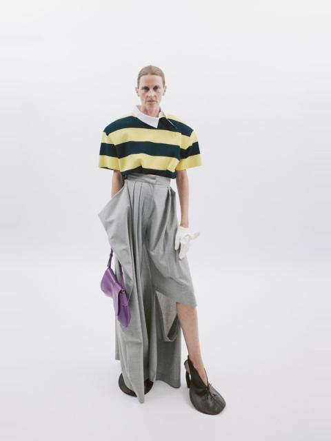 A.W.A.K.E. MODE KNITTED RUGBY TOP YELLOW NAVY STRIPED