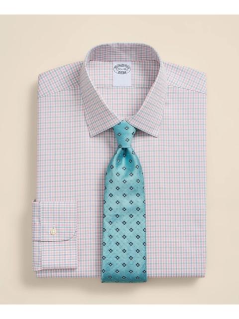 Brooks Brothers Supima® Cotton Non-Iron Pinpoint Oxford Ainsley Collar, Check Dress Shirt
