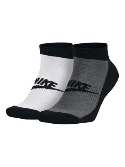 Nike Nike Graphic No Show Socks 2 Pair 'Grey White' SX5481-900