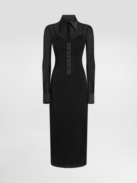 Tulle shirt dress with satin details