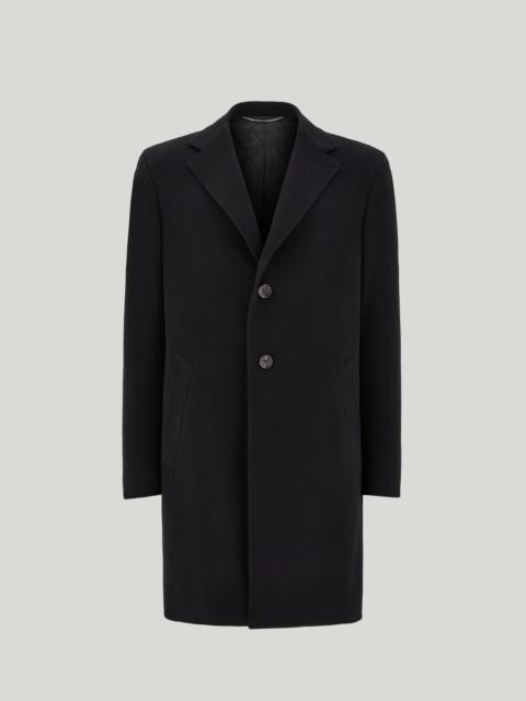 Canali BLACK WOOL AND CASHMERE SINGLE-BREASTED KEI COAT