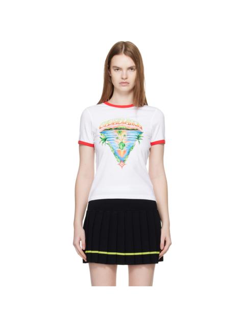 CASABLANCA White Innocence Triangle Longline Ringer T-shirt