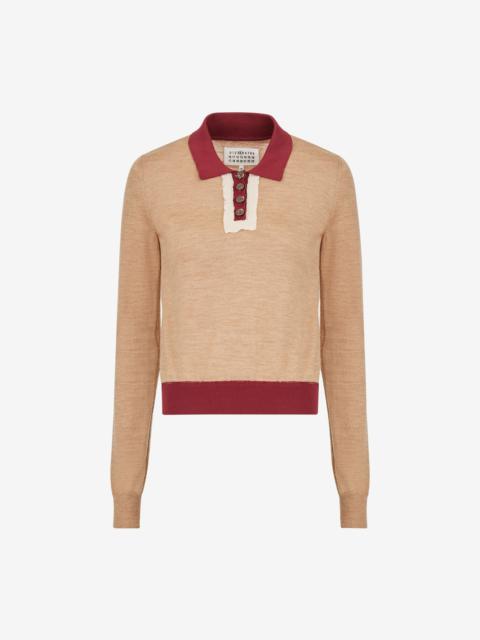 Colour-block polo sweater