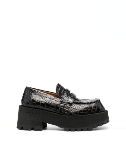 Marni croco-embossed brogue shoes