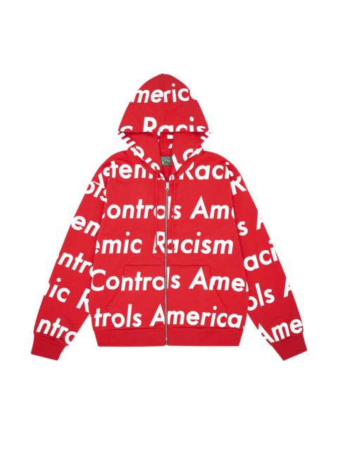 Denim Tears x Arthur Jafa Systemic Racism Controls America Zip Up Hoodie 'Red'