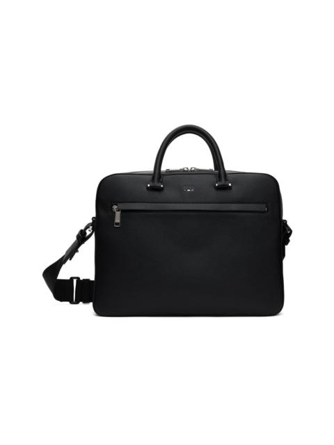 BOSS Black Grained Faux-Leather Briefcase
